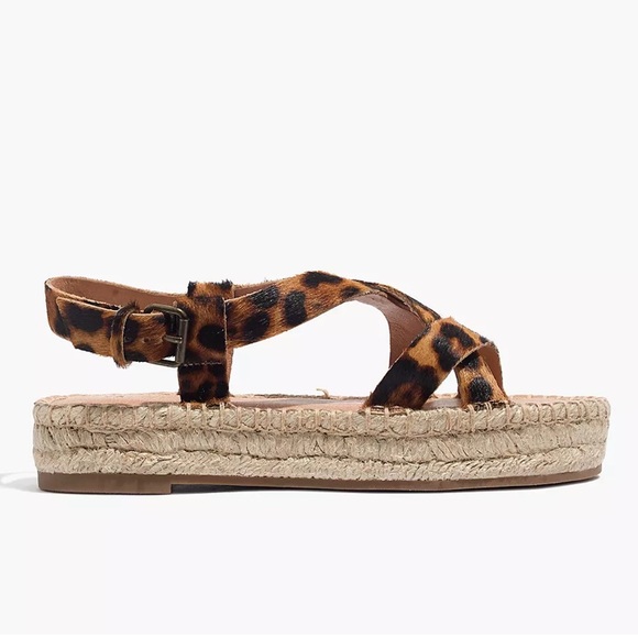 Madewell Malia Espadrille Strappy Sandal in Leopard Calf Hair Sandal Size 8 - Picture 2 of 12